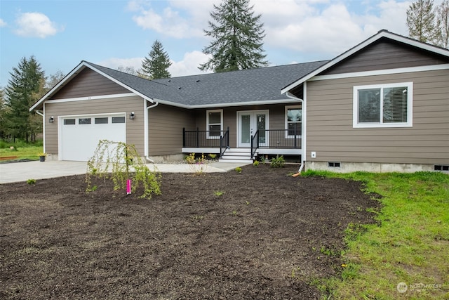 single story home with a garage