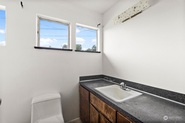 bathroom with vanity and toilet