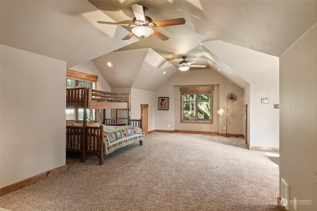 1450 Pinegrass Loop, Cle Elum, WA 98922 - bedroom with carpet, multiple windows, baseboards, and lofted ceiling