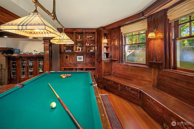 playroom featuring pool table and wood-type flooring