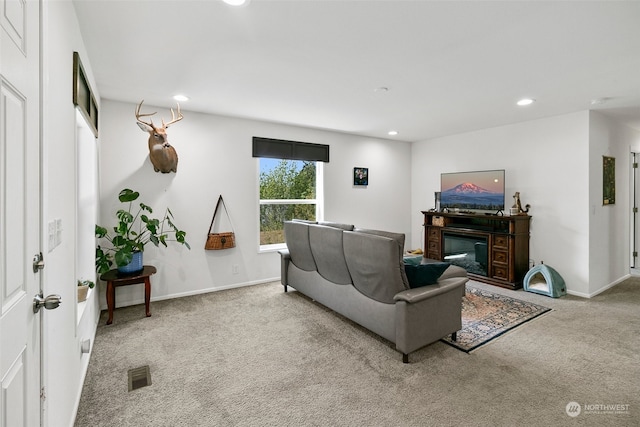 living room featuring carpet flooring