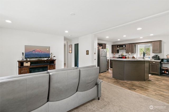 living room with light hardwood / wood-style flooring