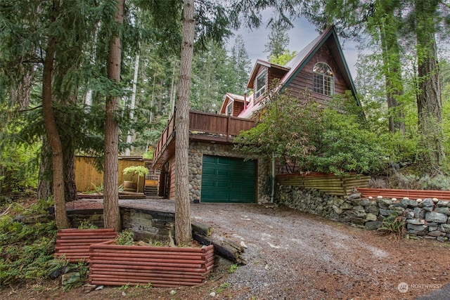 exterior space featuring a garage