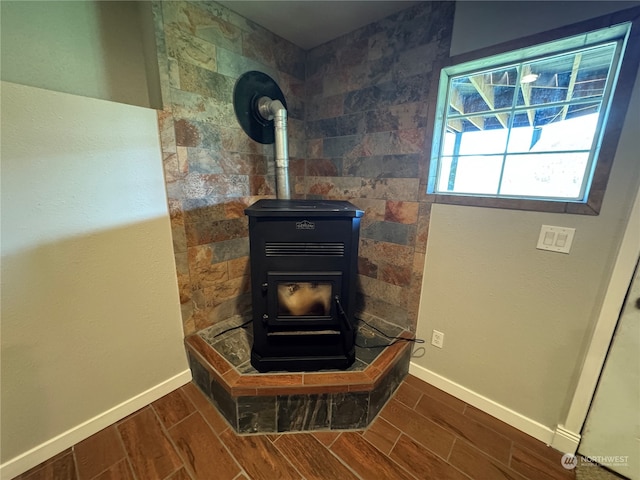 details with a wood stove