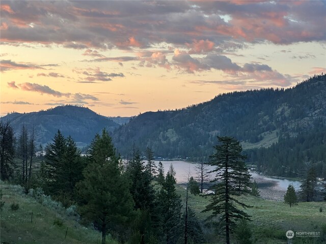 view of mountain feature with a water view