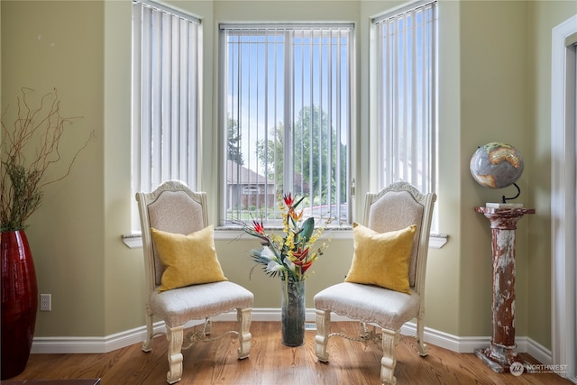 sitting room featuring hardwood / wood-style floors