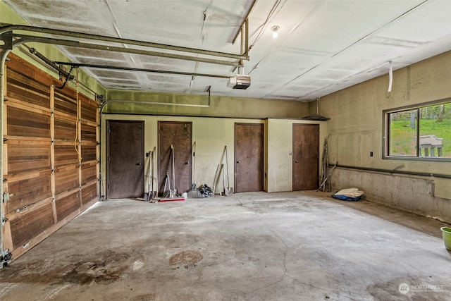 garage with a garage door opener