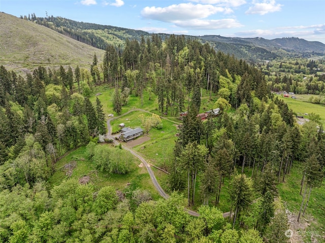 aerial view featuring a mountain view