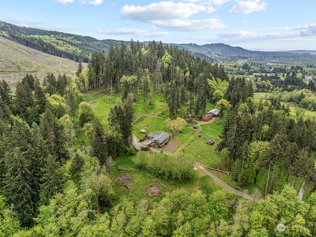 bird's eye view with a mountain view