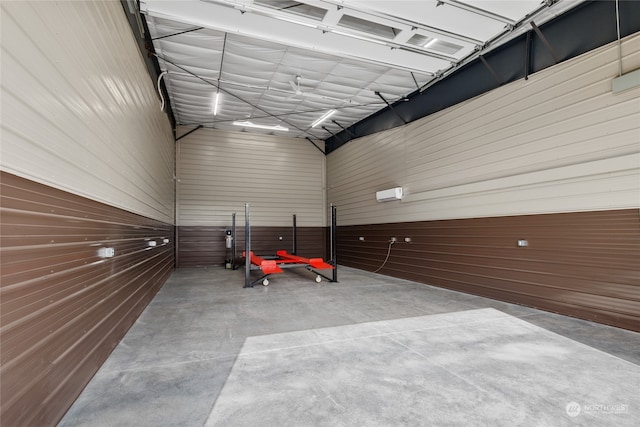 garage with metal wall