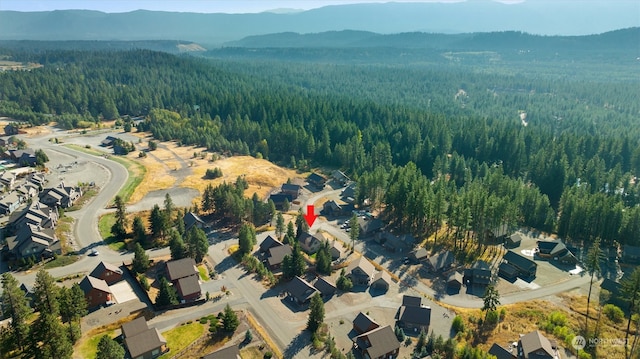 birds eye view of property with a mountain view