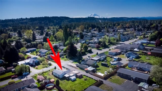 bird's eye view featuring a mountain view