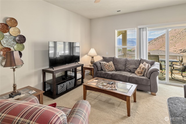 living room with carpet