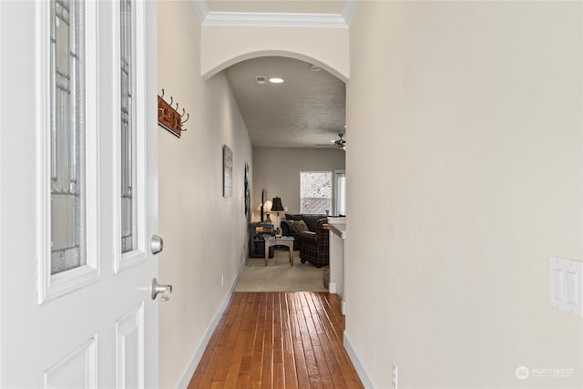 9246 Red Cliff Dr NW Unit B66, Quincy, WA 98848 - hallway featuring carpet flooring and crown molding