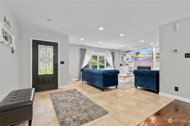 entryway with light tile floors