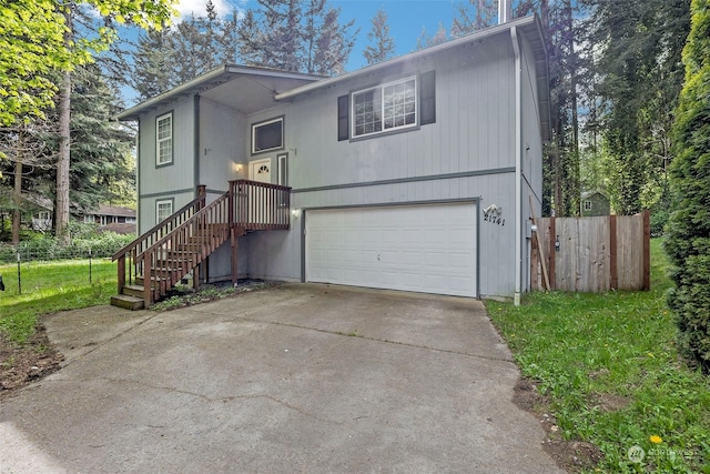 raised ranch with a garage