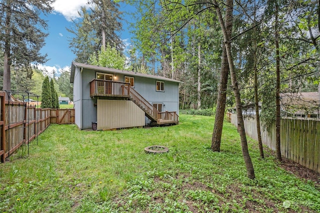 view of yard with a deck