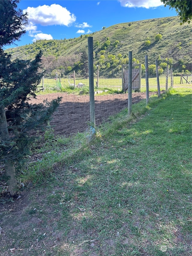 view of mountain feature with a rural view