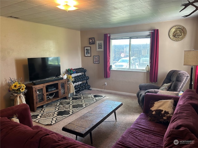 living room featuring carpet