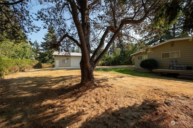 view of yard with a deck