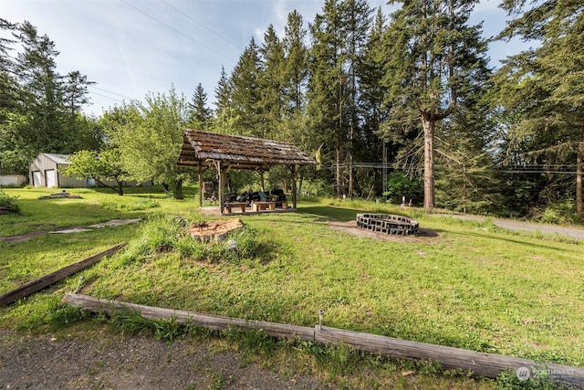 view of yard with a gazebo