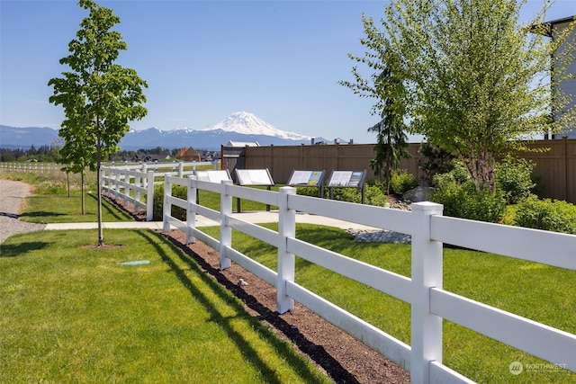 view of yard featuring a mountain view and a rural view