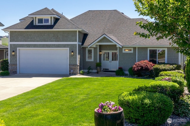 craftsman-style house with a front lawn