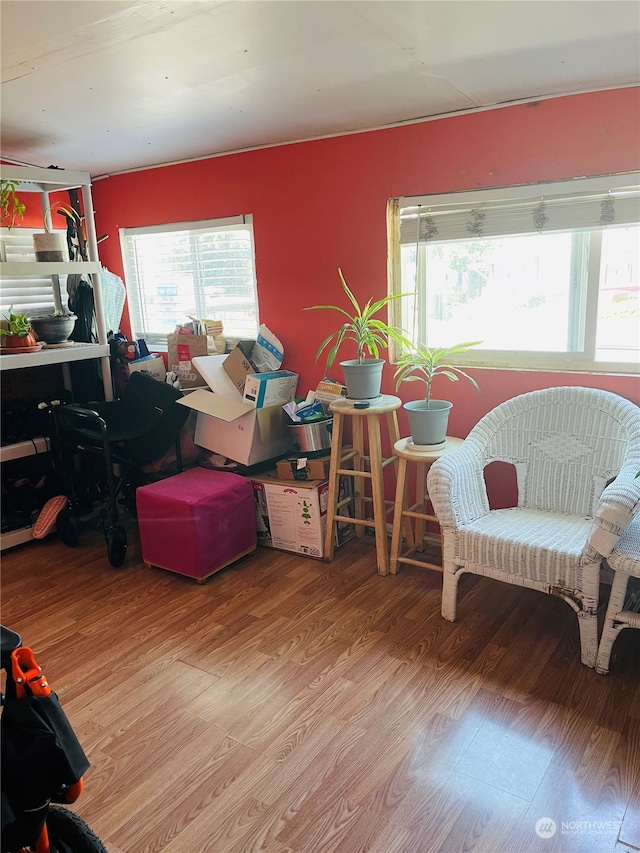 interior space with hardwood / wood-style floors