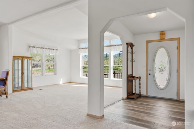 carpeted entryway with plenty of natural light