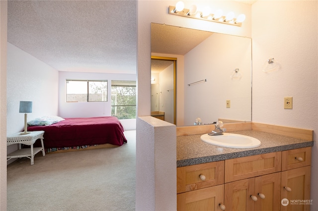 bathroom featuring vanity and a textured ceiling