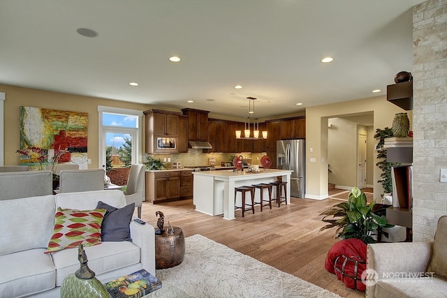 living room with light wood-type flooring