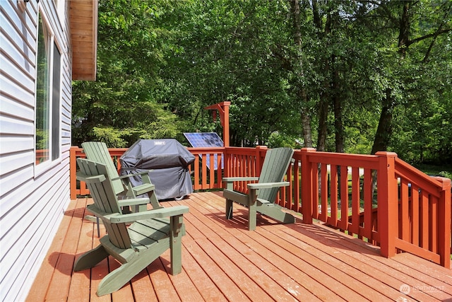 deck featuring area for grilling