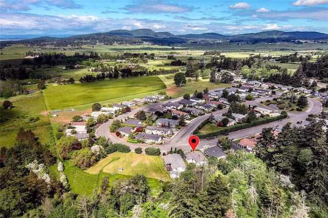 aerial view with a mountain view