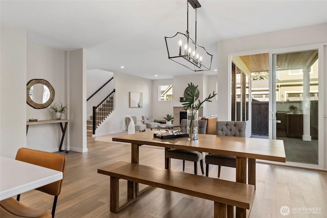 dining space featuring hardwood / wood-style flooring