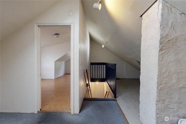 bonus room with lofted ceiling and wood-type flooring