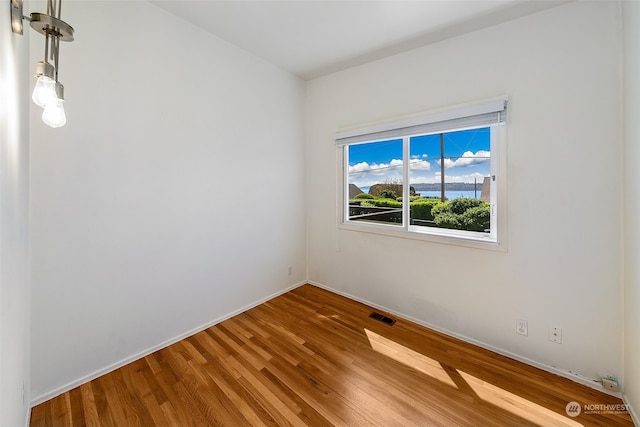 unfurnished room with hardwood / wood-style floors