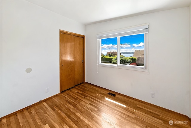 spare room with wood-type flooring