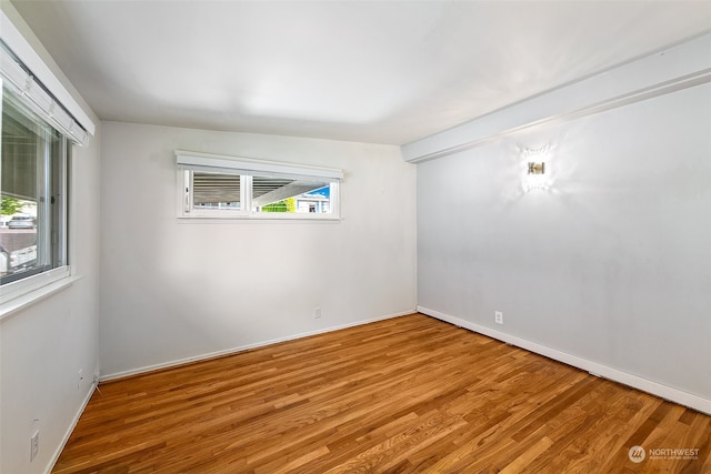 spare room featuring wood-type flooring