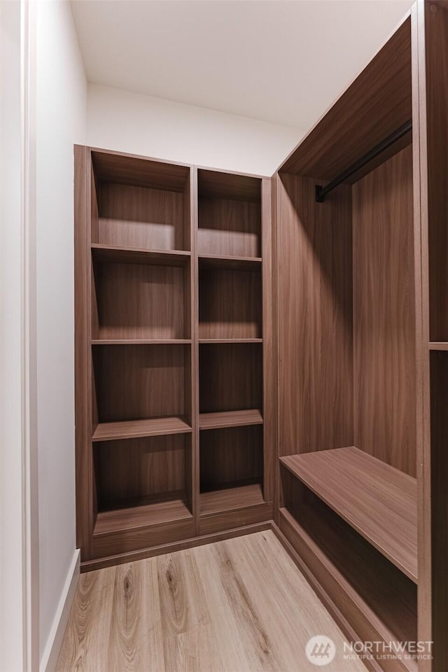 walk in closet featuring light wood finished floors