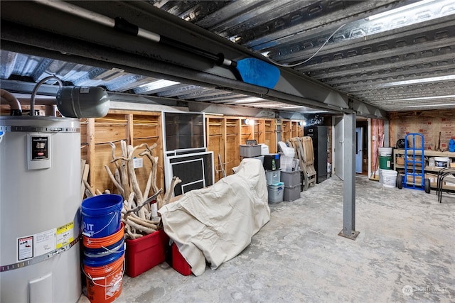 basement featuring water heater