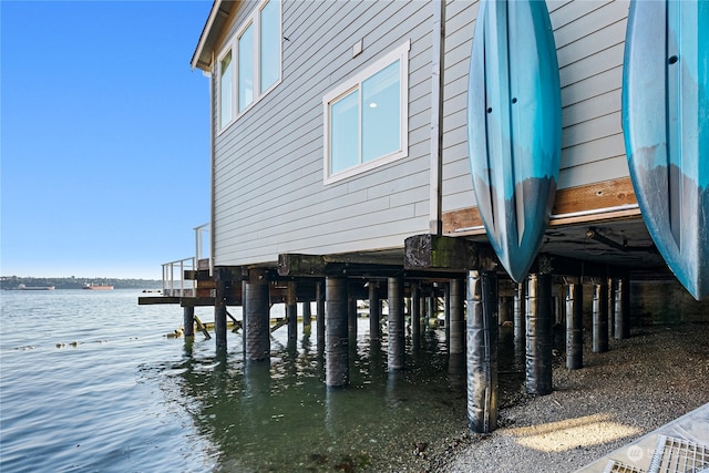 view of dock featuring a water view