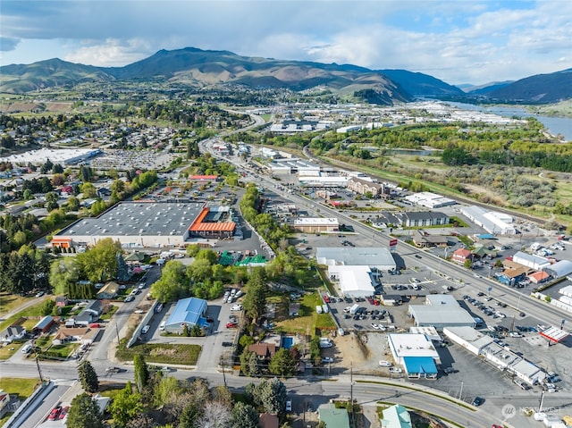 aerial view with a mountain view