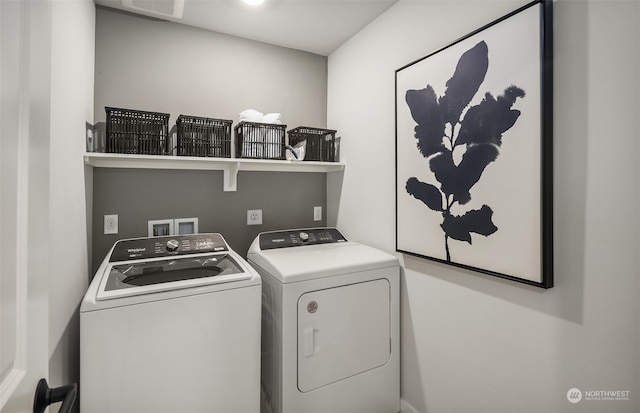 laundry area with washer and dryer and washer hookup