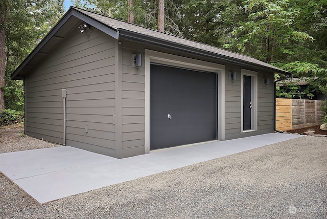 view of garage