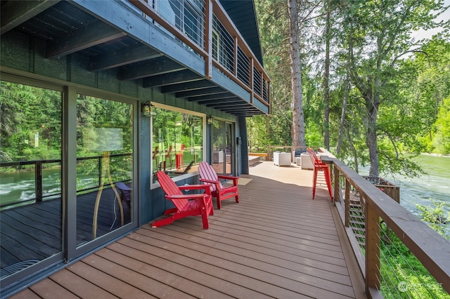 deck with a water view