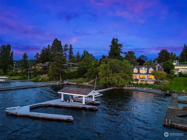 view of dock featuring a water view