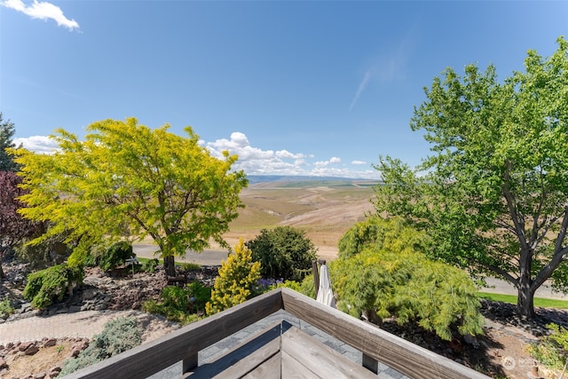 view of mountain feature with a rural view