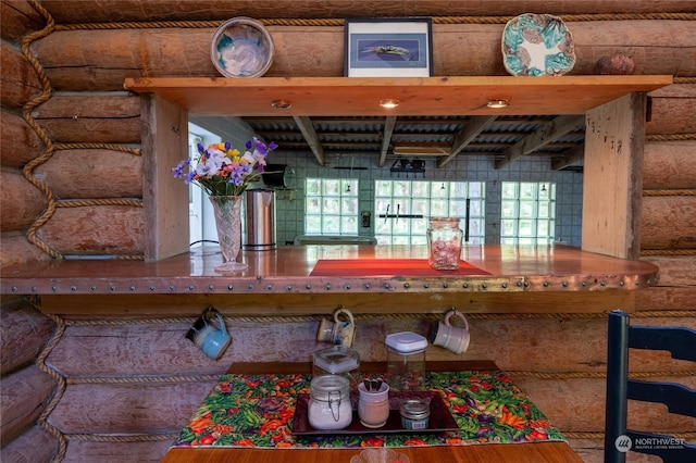 details featuring beam ceiling