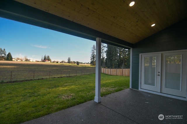 view of patio featuring a rural view