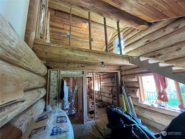 interior space featuring rustic walls